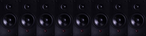 Preview: musical speakers in a row, geometric seamless pattern