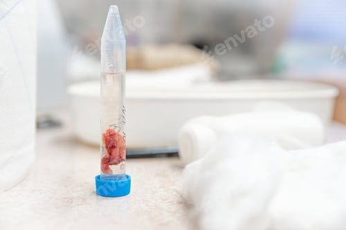 Preview: a tissue sample from the tumor to be sent for histological expertise.