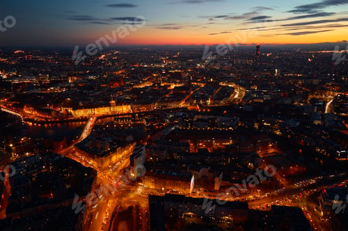 Preview: Wroclaw city at night, aerial view