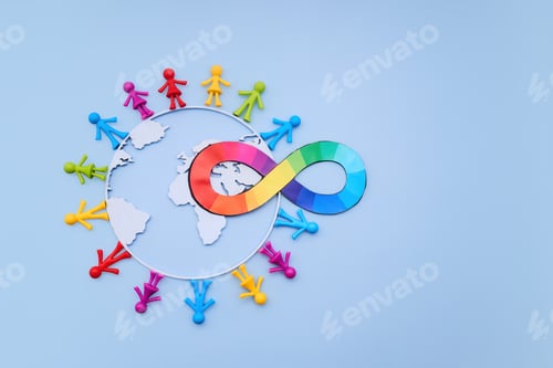 Preview: Autism awareness. Global neurodiversity inclusion uniting different people around world