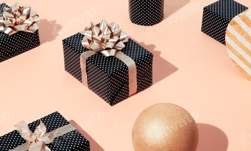 Preview: Wrapped Presents with Bows on a Pink Background