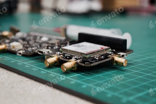 Preview: Photo of a black and white circuit board with a chip
