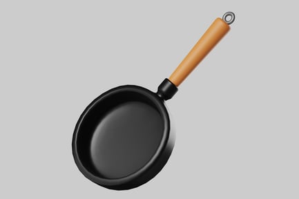 Preview: Classic Black Frying Pan with Wooden Handle