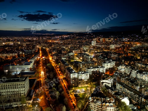 Preview: Twilight Aerial View of Bustling Cityscape, Varna, Bulgaria