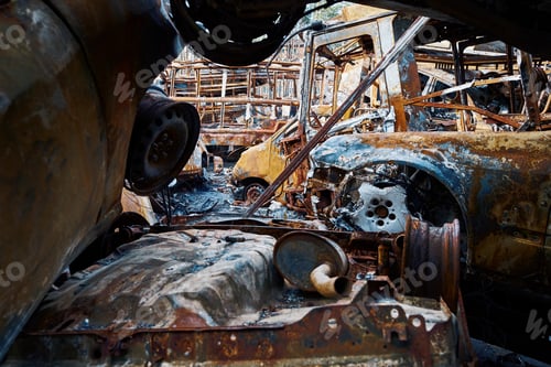 Preview: Metal scrap from cars in Bucha after Russian invasion
