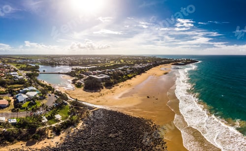 Preview: Aerial drone view of Bargara beach and surroundings, Queensland, Australia