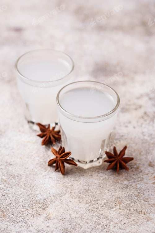Preview: Traditional Greek ouzo, alcohol drink with anise