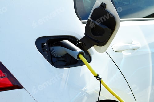 Preview: Electric car is charged by electricity. The machine