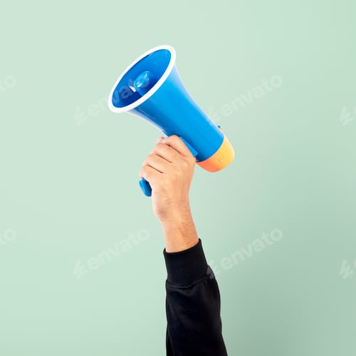 Preview: Hand holding megaphone marketing announcement campaign