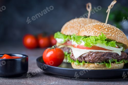 Preview: Hamburger with beef meat
