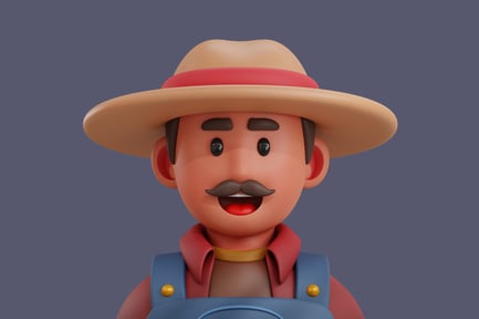 Preview: Cartoon illustration of man in hat and overalls