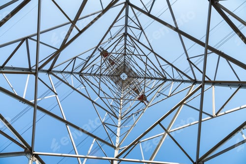 Preview: upward view of electricity pylon