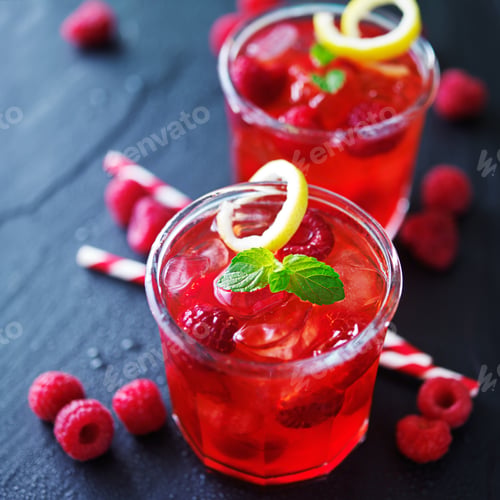 Preview: colorful sweet raspberry cocktail drink
