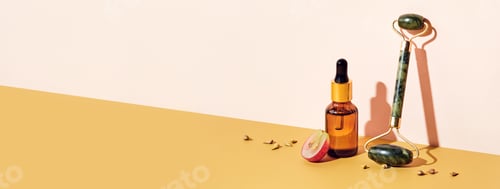 Preview: Banner with Organic grape seed oil cosmetics and massage roller. Zero Waste Winemaking.
