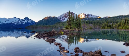 Preview: Glacier Lake with trees and Canadian Mountain Landscape. Garibaldi Lake, Whistler, BC, Canada.