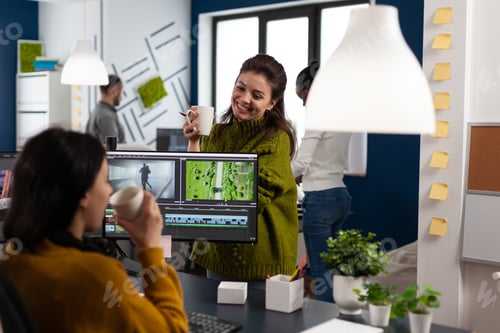 Preview: Team of multimedia content creators talking about video project