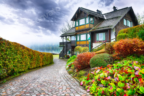 Preview: Misty morning on the lake Altausseer See Alps Austria Europe