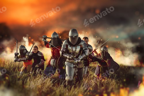 Preview: Medieval knights on battle field
