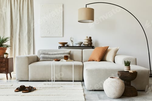 Preview: Creative composition of cozy living room interior design