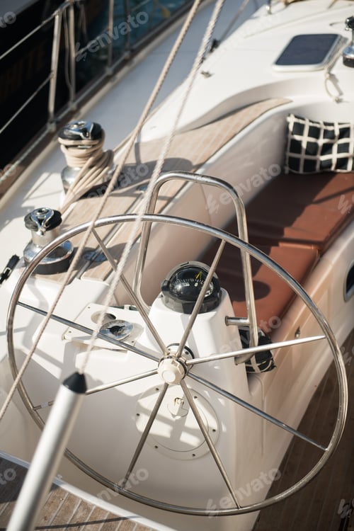 Preview: rudder of Shipboard of yacht on water