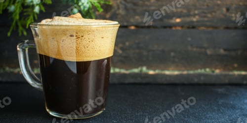 Preview: Coffee Hot Foam Cocoa Cup Or Hot Chocolate On The Table New Year Mood Menu Food Background Copy