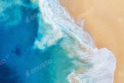 Preview: Coast as a background from top view. Turquoise water background from air.