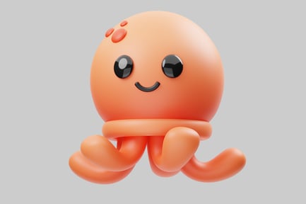 Vista previa: Pulpo naranja contemporáneo con una sonrisa brillante