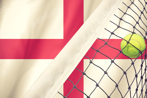 Preview: England Tennis Concept With Flag And Ball Vimtage Color