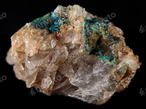 Preview: Closeup of a tetrahedrite mineral isolated on a black background.