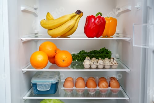 Preview: Well-Stocked Refrigerator With Fresh Produce, Eggs, and Other Groceries