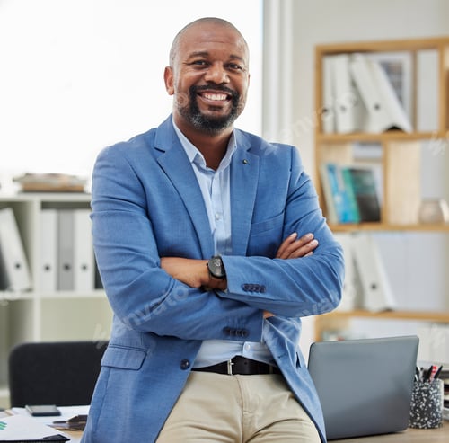 Preview: Accountant portrait and corporate black man in office with confidence, pride and smile in workspace