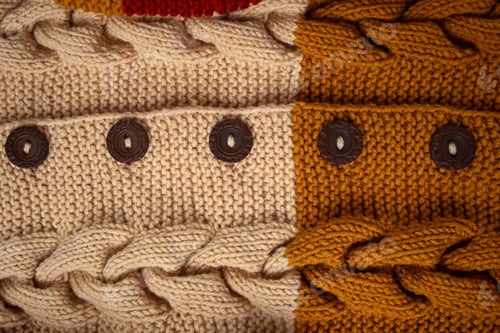Preview: Close-up of Tan and Brown Braided Knit Fabric