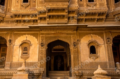 Preview: The beautiful historical building made of golden limestone in Jaisalmer, Rajasthan, India
