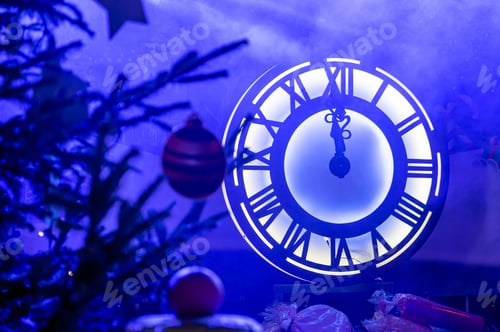 Preview: neon light decorative lighting clock with roman numerals, new year event, lspotlight lights
