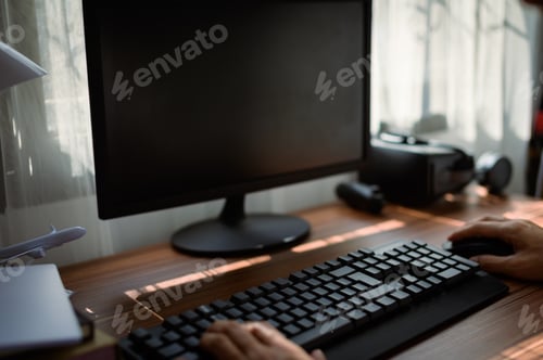 Preview: business man use a computer at work