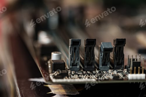 Preview: Computer parts of processing unit close up