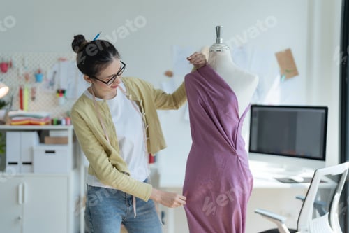 Preview: fashion designer woman Happy to design clothes.