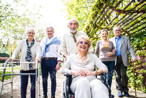 Preview: Senior people walking outdoors