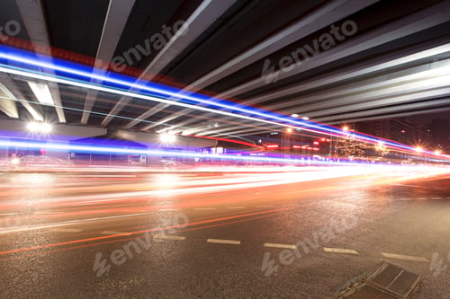 Preview: light trails under the viaduct