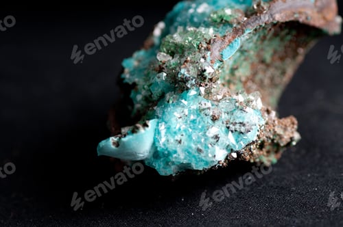 Preview: rosasite and calcite mineral sample