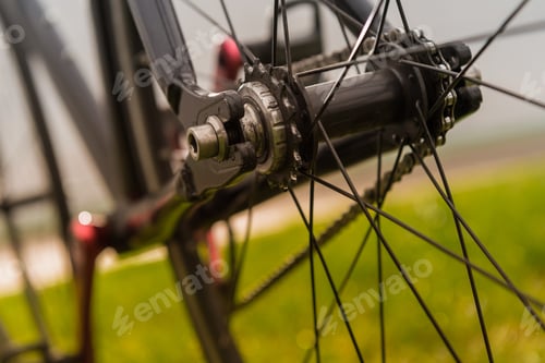 Preview: close up view of bicycle wheel and chain