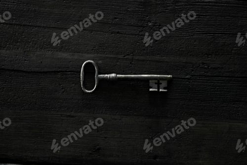 Preview: Old key on black backround