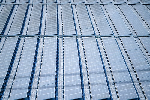 Preview: Floating solar panels and cell platform on the water of solar cell power plant