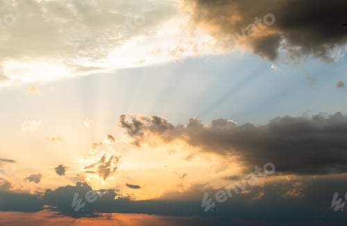 Preview: colorful dramatic sky with cloud at sunset.