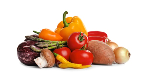 Preview: Different fresh ripe vegetables on white background