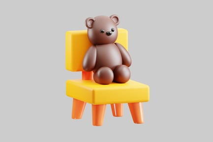 Preview: Cartoon chair with teddy bear