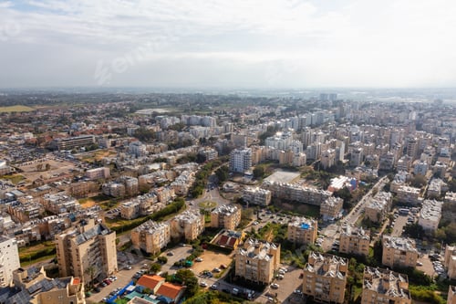 Preview: Aerial view of a residential neighborhood in a city. Netanya, Israel