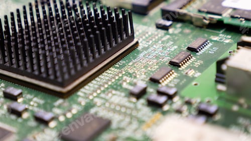 Preview: Electronic printed circuit board with many electrical components