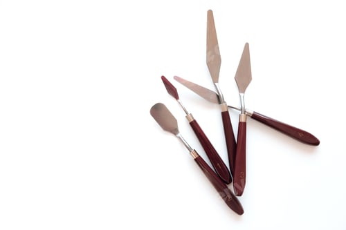 Preview: Five Art Palette Knives on a White background