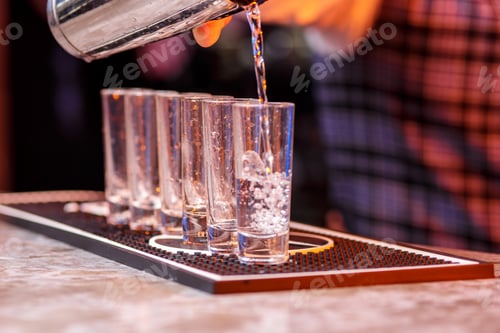 Preview: Barman At Work, Preparing Cocktails.